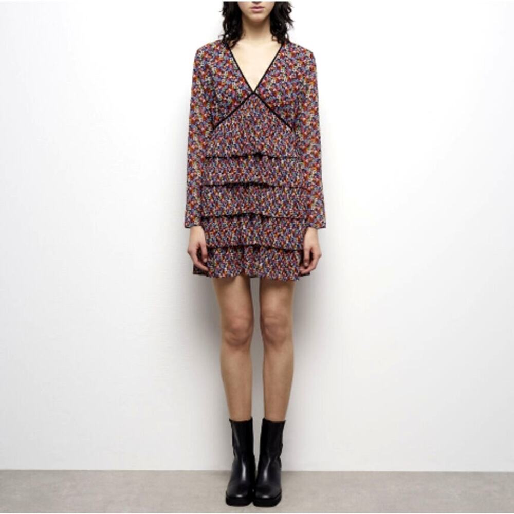 The Kooples Short Multicolor Pleated Dress 0